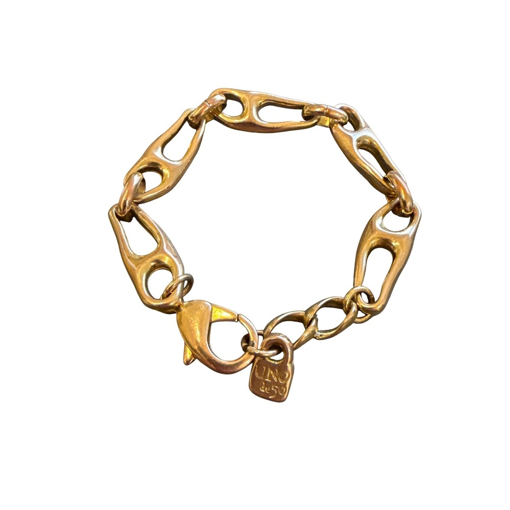 UNO de 50 Gold Plated Link Bracelet Chunky Lobster Clasp Spain Signed